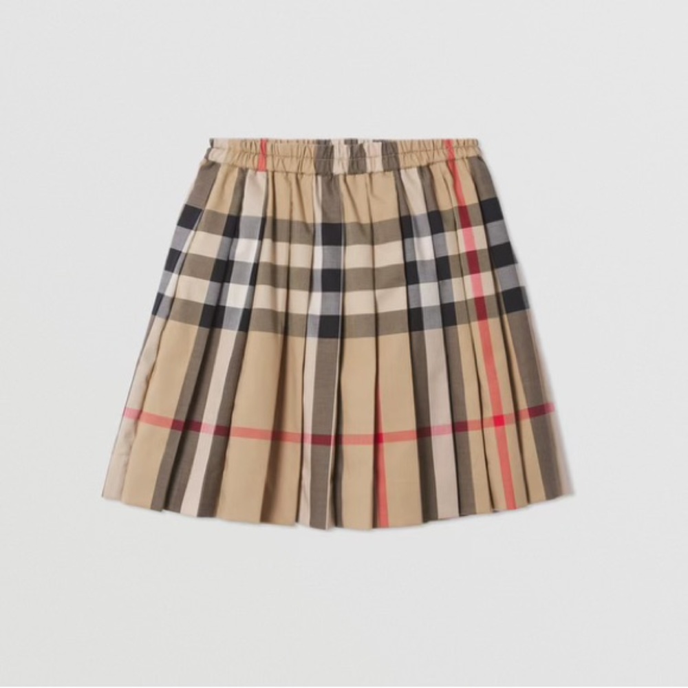 Burberry Check Stretch  Cotton Pleated Skirt Size 12T